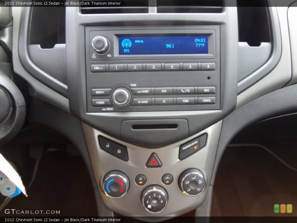 Jet Black/Dark Titanium Interior Controls for the 2012 Chevrolet Sonic LS Sedan #68873814