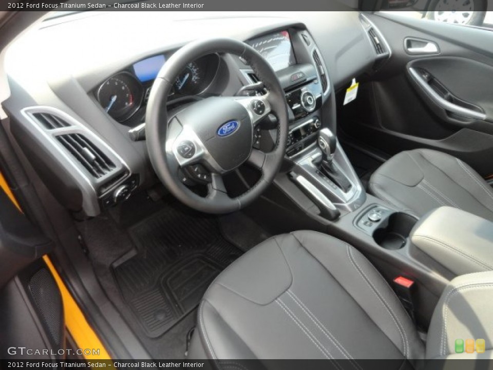 Charcoal Black Leather Interior Prime Interior for the 2012 Ford Focus Titanium Sedan #68887629