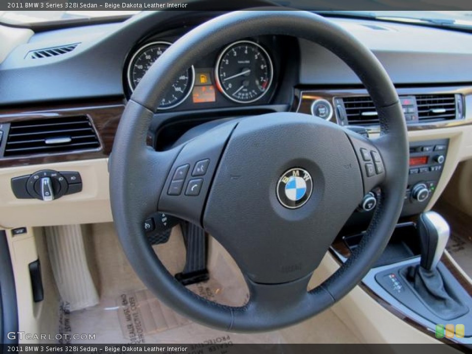 Beige Dakota Leather Interior Steering Wheel for the 2011 BMW 3 Series 328i Sedan #68891847