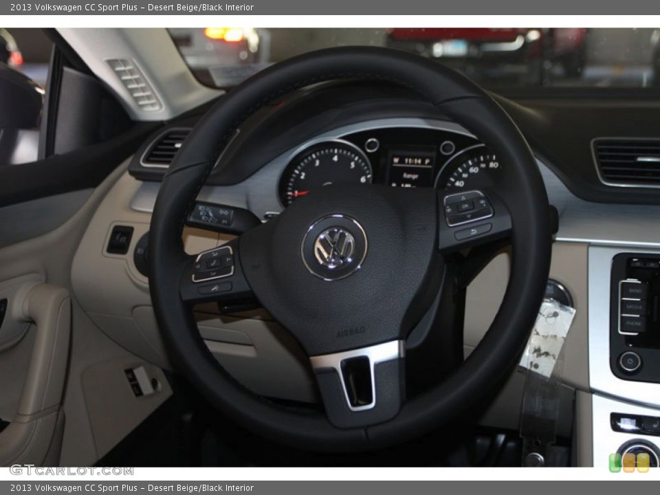 Desert Beige/Black Interior Steering Wheel for the 2013 Volkswagen CC Sport Plus #68905515