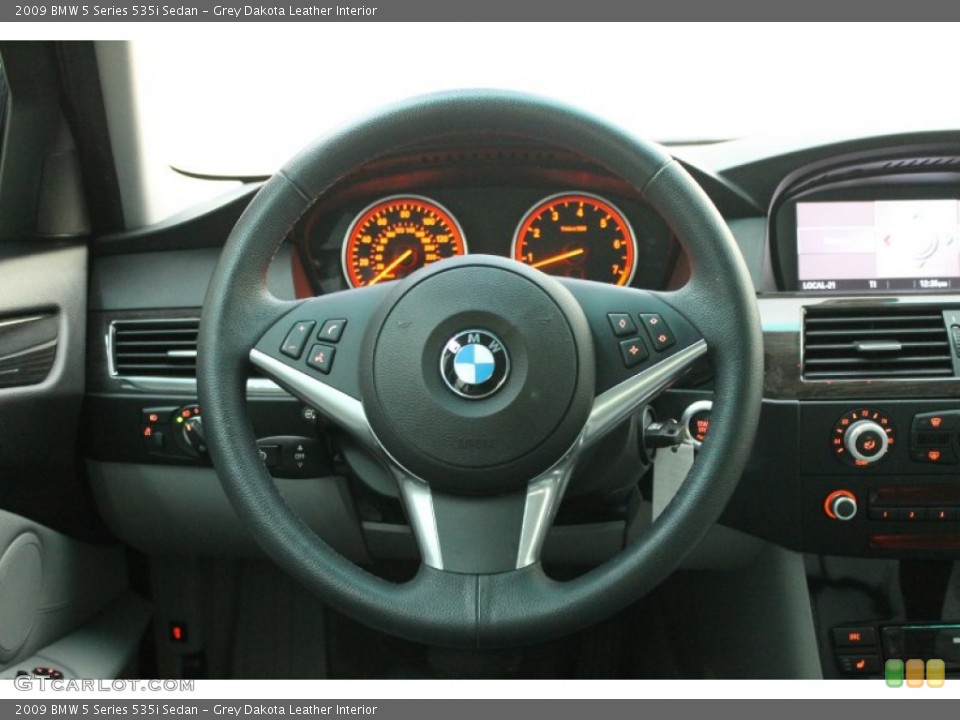 Grey Dakota Leather Interior Steering Wheel for the 2009 BMW 5 Series 535i Sedan #68943738