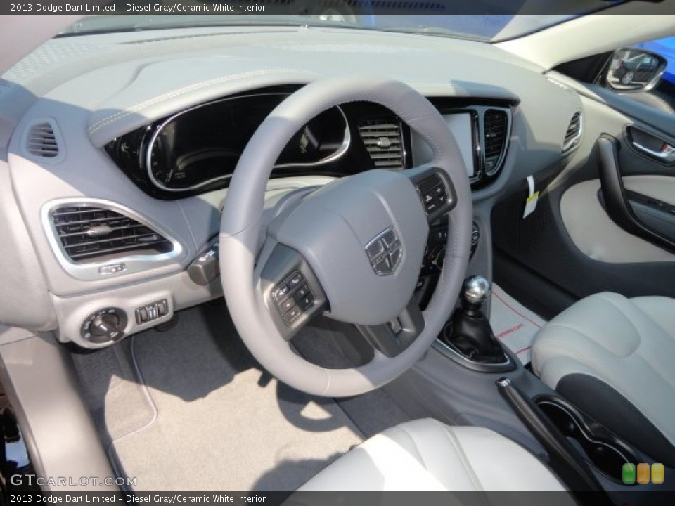 Diesel Gray/Ceramic White 2013 Dodge Dart Interiors