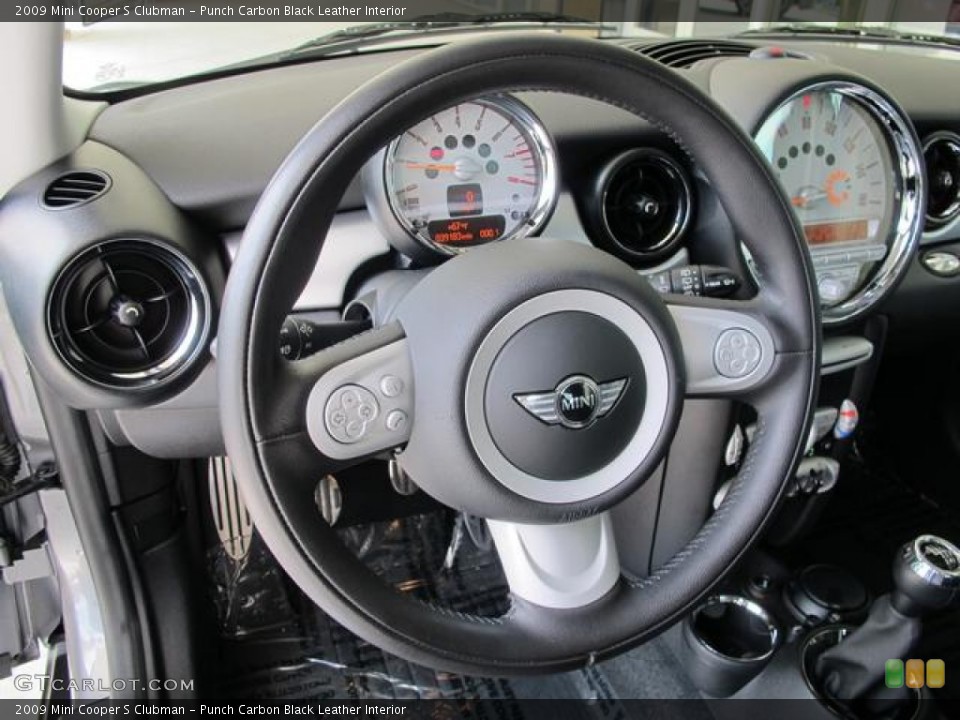 Punch Carbon Black Leather Interior Steering Wheel for the 2009 Mini Cooper S Clubman #68955377