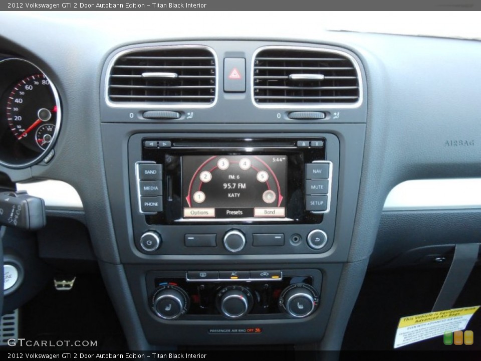 Titan Black Interior Controls for the 2012 Volkswagen GTI 2 Door Autobahn Edition #68966608
