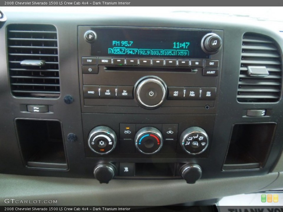 Dark Titanium Interior Controls for the 2008 Chevrolet Silverado 1500 LS Crew Cab 4x4 #68974682