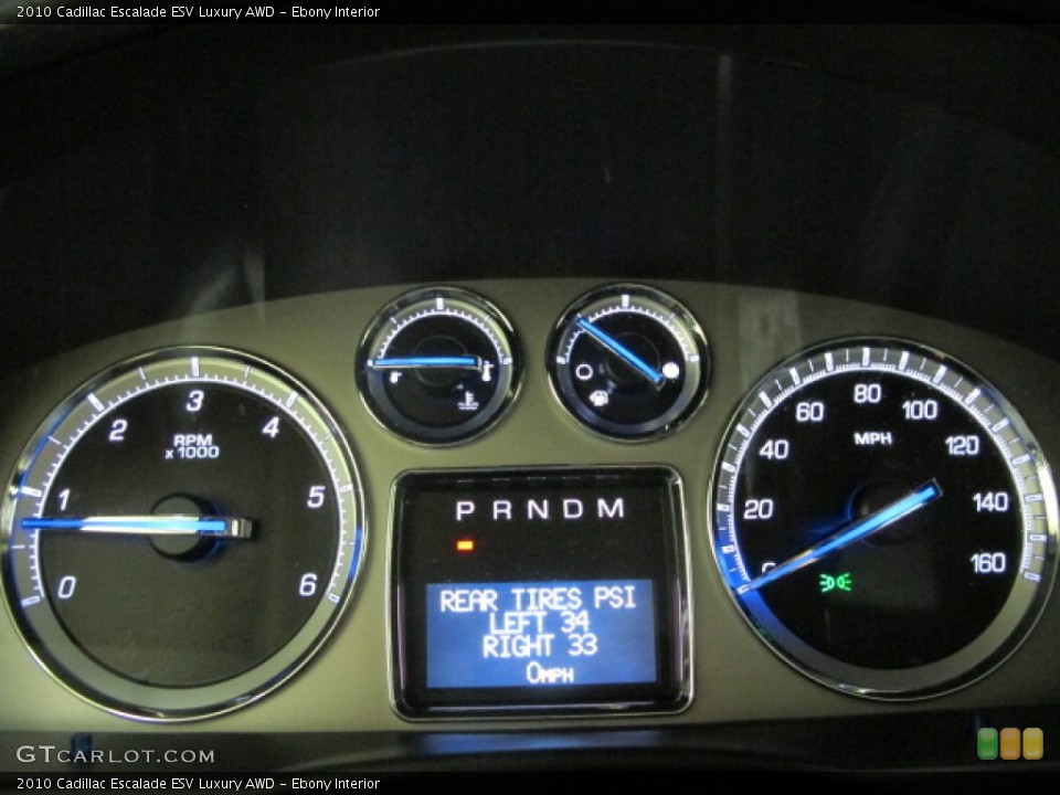 Ebony Interior Gauges for the 2010 Cadillac Escalade ESV Luxury AWD #68977160