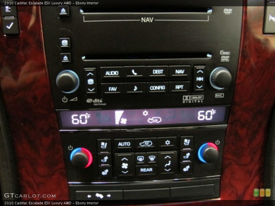 Ebony Interior Controls for the 2010 Cadillac Escalade ESV Luxury AWD #68977178