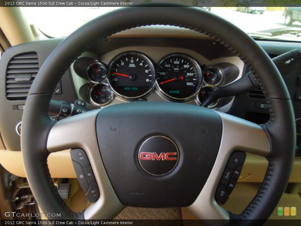 Cocoa/Light Cashmere Interior Steering Wheel for the 2012 GMC Sierra 1500 SLE Crew Cab #68988622