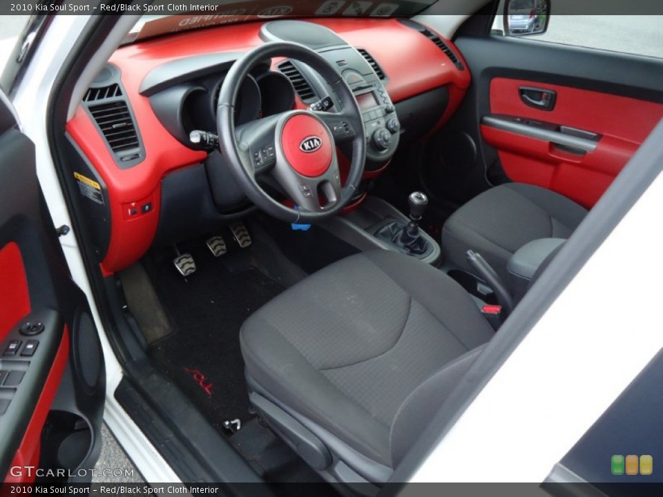 Red/Black Sport Cloth Interior Prime Interior for the 2010 Kia Soul Sport #68989144