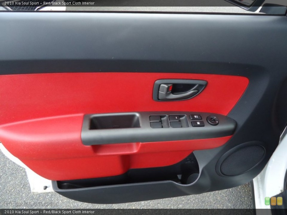 Red/Black Sport Cloth Interior Door Panel for the 2010 Kia Soul Sport #68989170