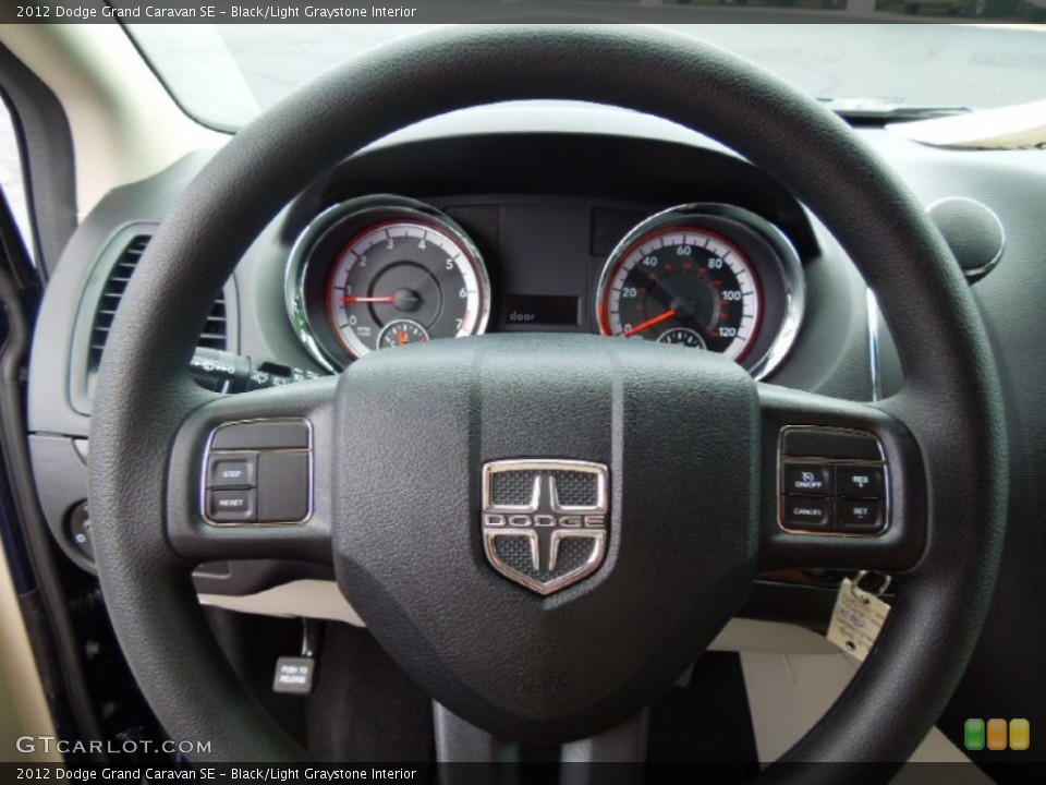 Black/Light Graystone Interior Steering Wheel for the 2012 Dodge Grand Caravan SE #68990060