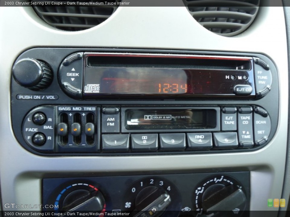 Dark Taupe/Medium Taupe Interior Audio System for the 2003 Chrysler Sebring LXi Coupe #68994808
