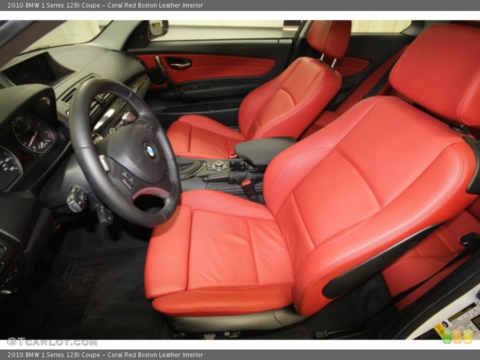 Coral Red Boston Leather Interior Front Seat for the 2010 BMW 1 Series 128i Coupe #69007801