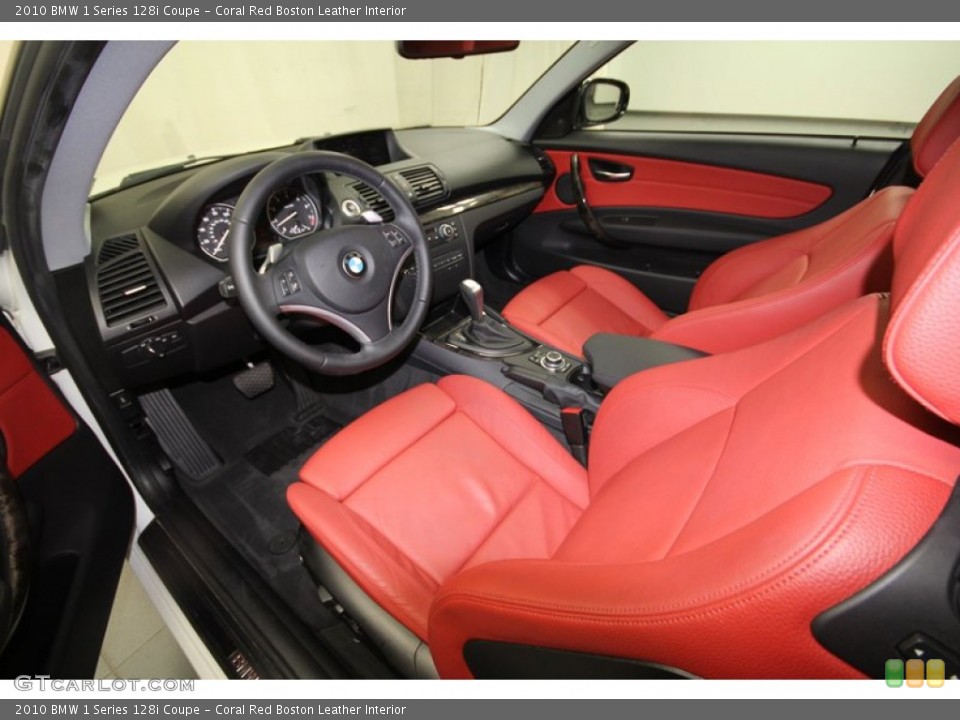 Coral Red Boston Leather Interior Prime Interior for the 2010 BMW 1 Series 128i Coupe #69007886