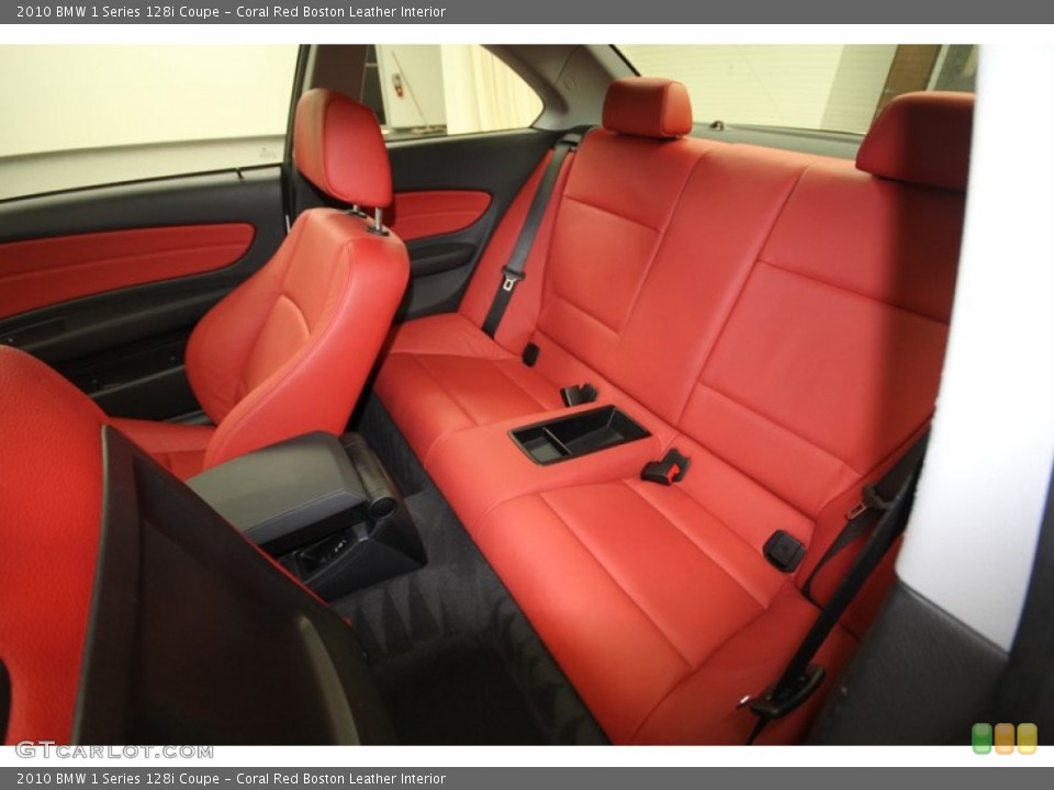 Coral Red Boston Leather Interior Rear Seat for the 2010 BMW 1 Series 128i Coupe #69007897