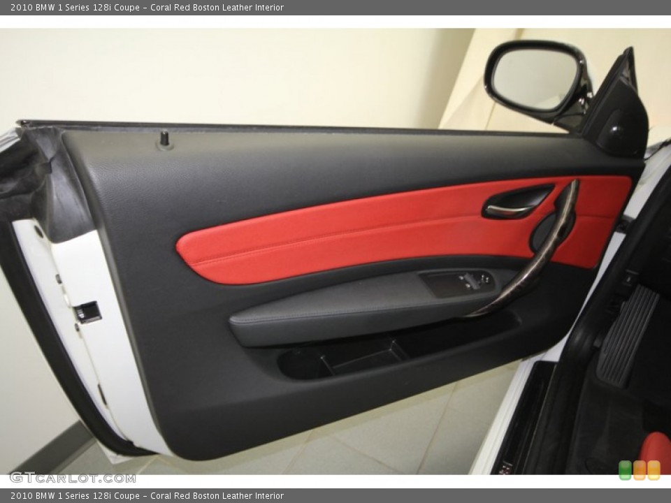 Coral Red Boston Leather Interior Door Panel for the 2010 BMW 1 Series 128i Coupe #69007906