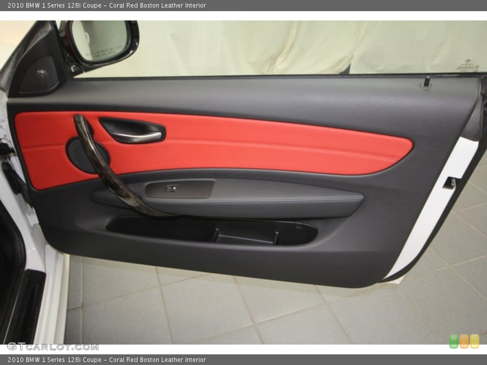 Coral Red Boston Leather Interior Door Panel for the 2010 BMW 1 Series 128i Coupe #69008101