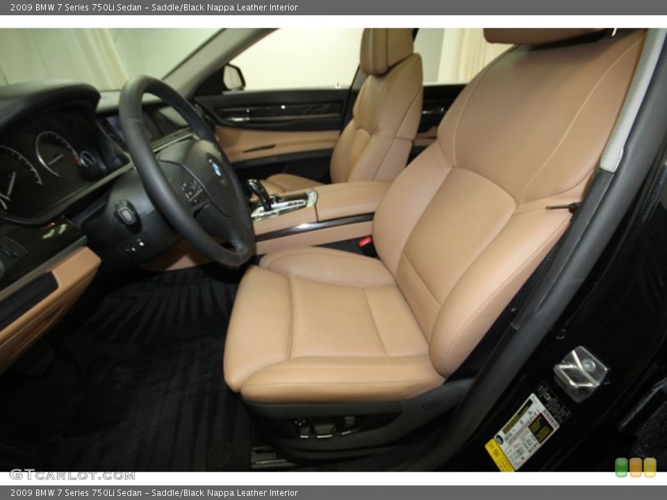 Saddle/Black Nappa Leather Interior Front Seat for the 2009 BMW 7 Series 750Li Sedan #69049187