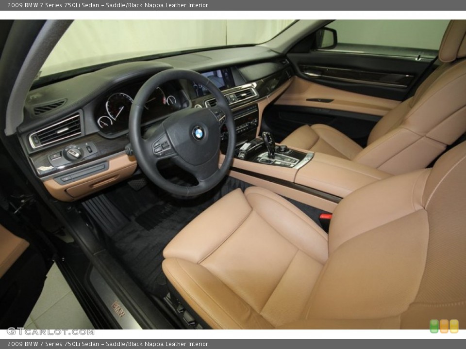 Saddle/Black Nappa Leather Interior Prime Interior for the 2009 BMW 7 Series 750Li Sedan #69049275