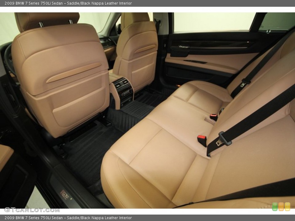 Saddle/Black Nappa Leather Interior Rear Seat for the 2009 BMW 7 Series 750Li Sedan #69049409