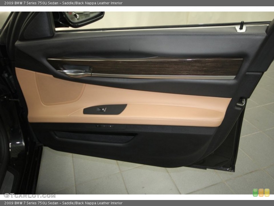Saddle/Black Nappa Leather Interior Door Panel for the 2009 BMW 7 Series 750Li Sedan #69049505