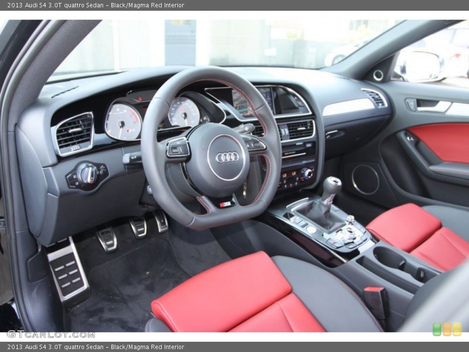 Black/Magma Red Interior Prime Interior for the 2013 Audi S4 3.0T quattro Sedan #69050549