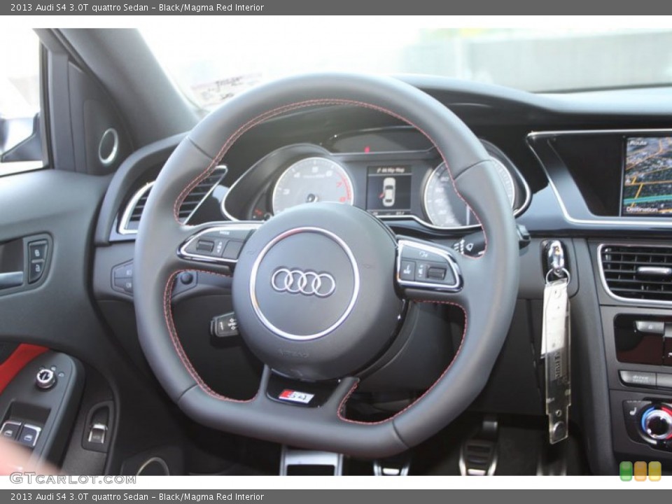 Black/Magma Red Interior Steering Wheel for the 2013 Audi S4 3.0T quattro Sedan #69050597