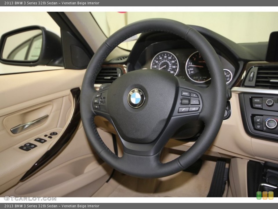 Venetian Beige Interior Steering Wheel for the 2013 BMW 3 Series 328i Sedan #69057724