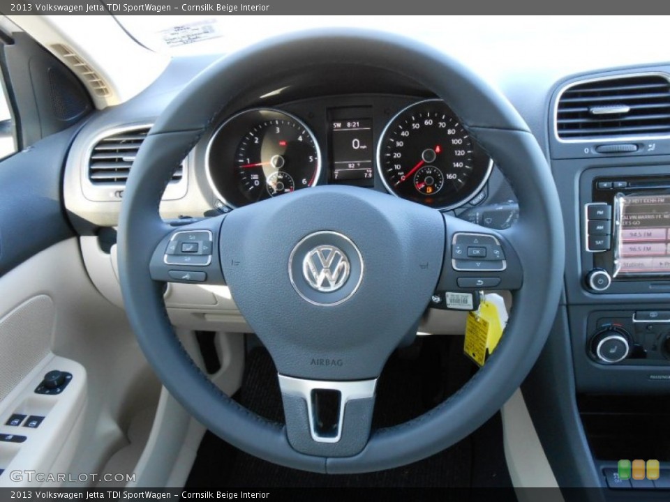 Cornsilk Beige Interior Steering Wheel for the 2013 Volkswagen Jetta TDI SportWagen #69061283