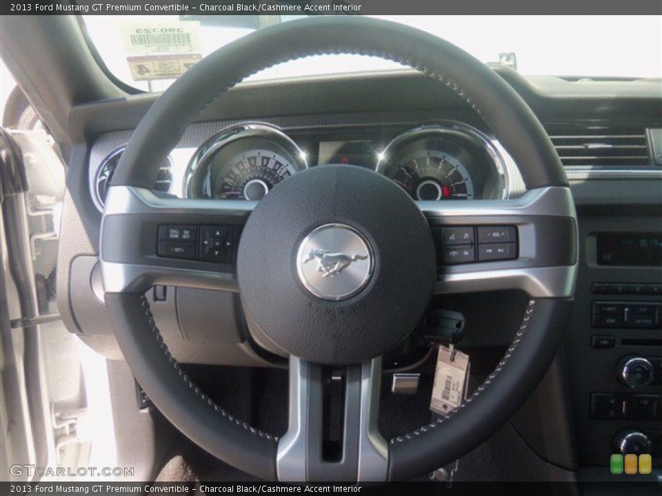 Charcoal Black/Cashmere Accent Interior Steering Wheel for the 2013 Ford Mustang GT Premium Convertible #69105872