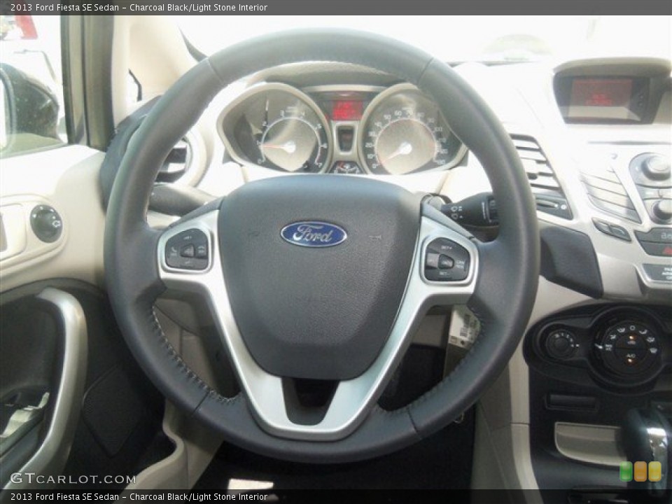 Charcoal Black/Light Stone Interior Steering Wheel for the 2013 Ford Fiesta SE Sedan #69107972