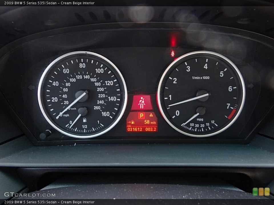 Cream Beige Interior Gauges for the 2009 BMW 5 Series 535i Sedan #69112223