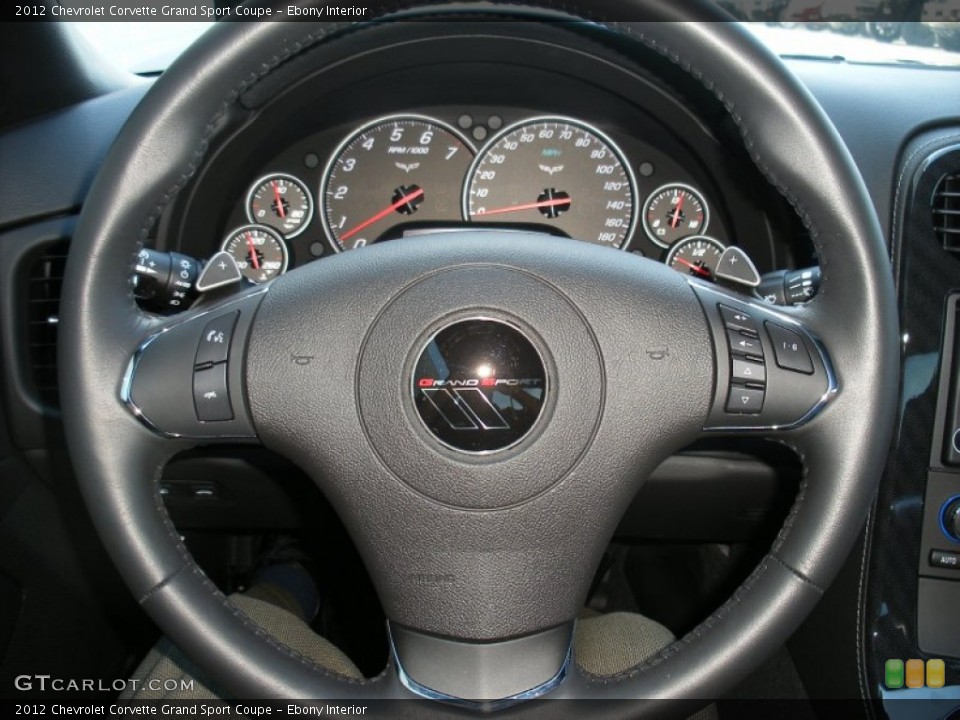 Ebony Interior Steering Wheel for the 2012 Chevrolet Corvette Grand Sport Coupe #69123626