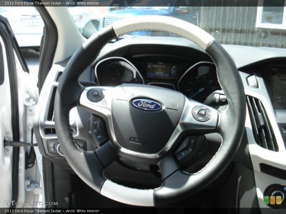 Arctic White Interior Steering Wheel for the 2013 Ford Focus Titanium Sedan #69124346