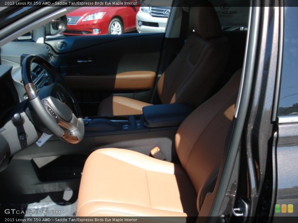 Saddle Tan/Espresso Birds Eye Maple Interior Front Seat for the 2013 Lexus RX 350 AWD #69131344