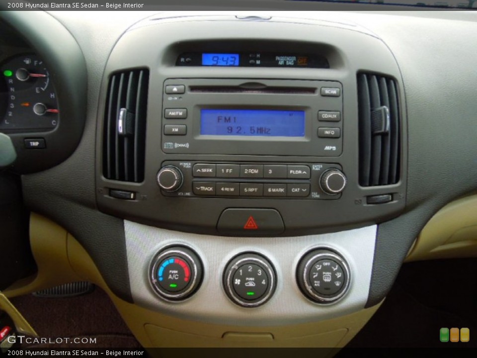 Beige Interior Controls for the 2008 Hyundai Elantra SE Sedan #69152245