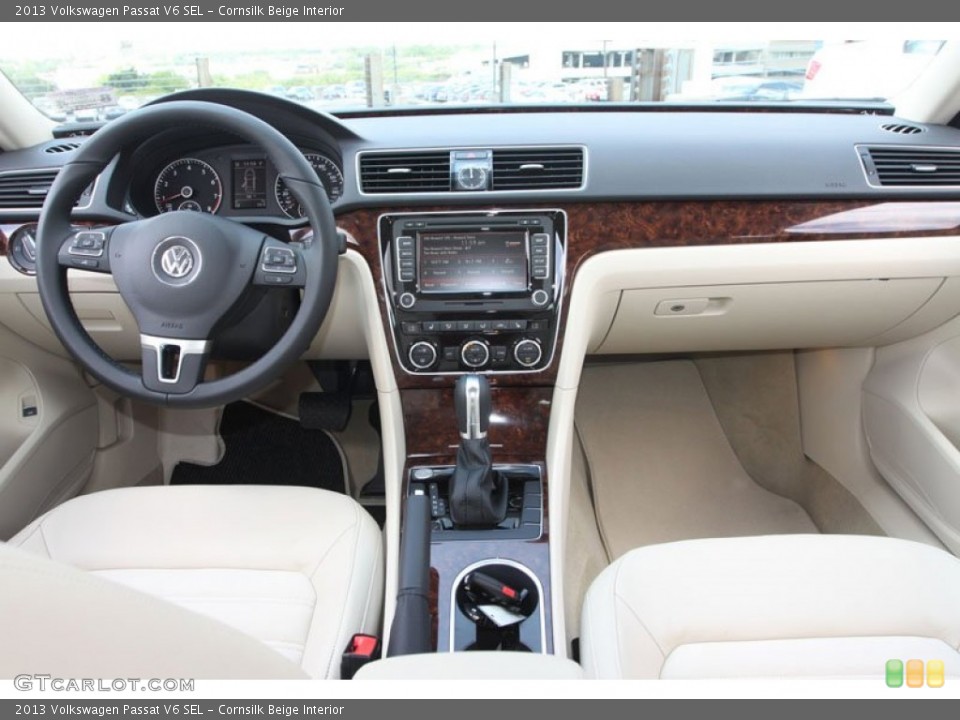 Cornsilk Beige Interior Dashboard for the 2013 Volkswagen Passat V6 SEL #69167053