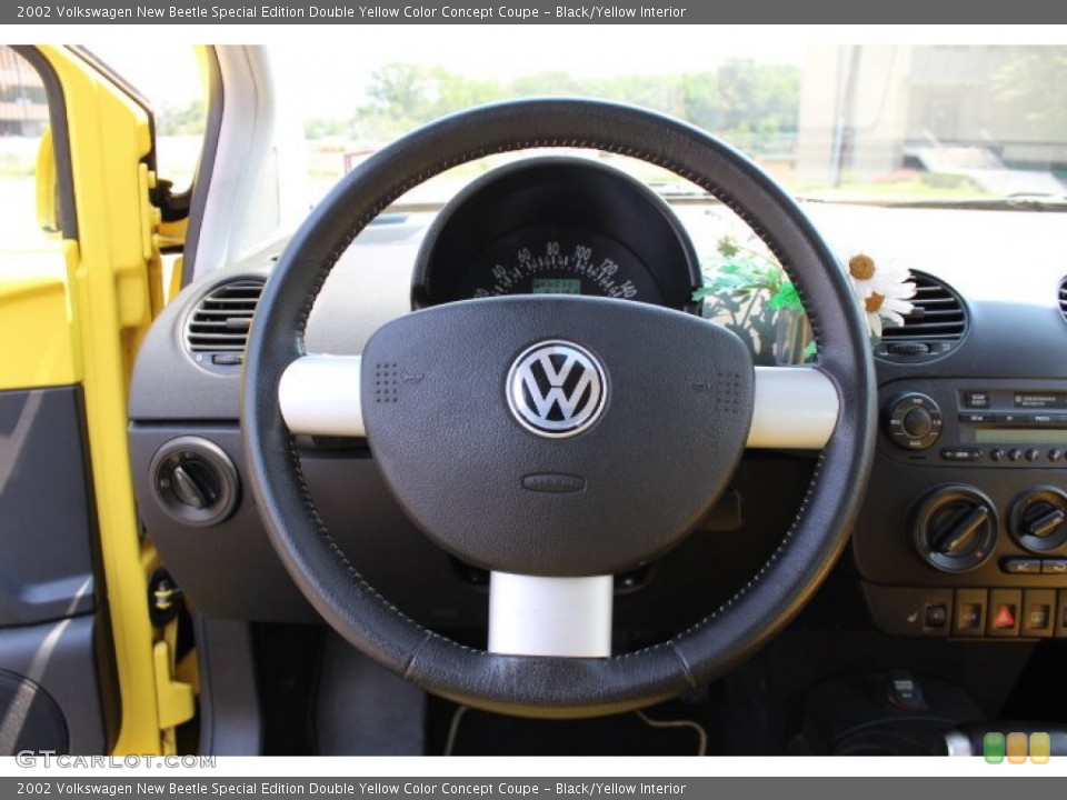 Black/Yellow Interior Steering Wheel for the 2002 Volkswagen New Beetle Special Edition Double Yellow Color Concept Coupe #69174256