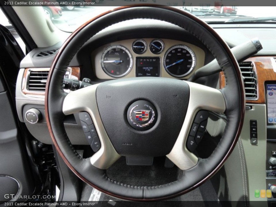 Ebony Interior Steering Wheel for the 2013 Cadillac Escalade Platinum AWD #69175861