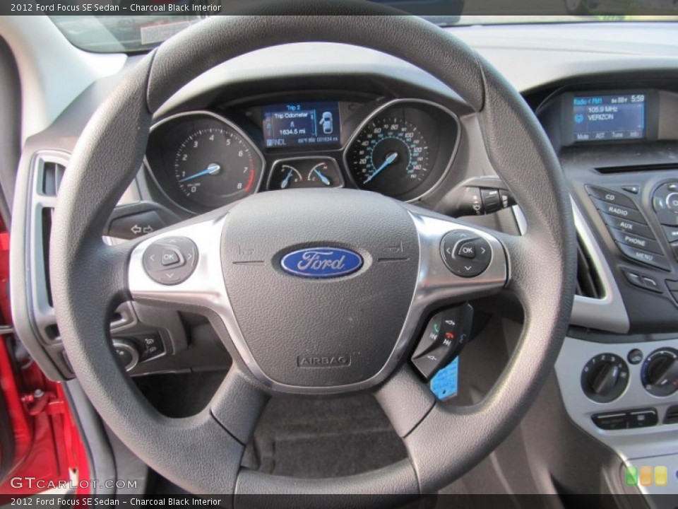Charcoal Black Interior Steering Wheel for the 2012 Ford Focus SE Sedan #69177337
