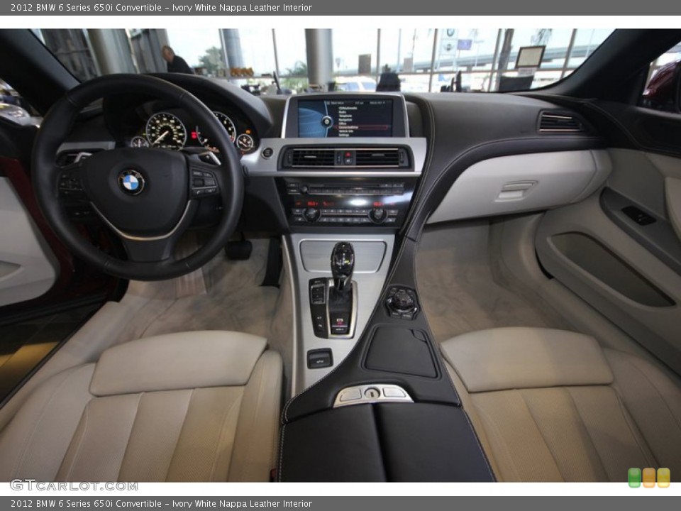 Ivory White Nappa Leather Interior Dashboard for the 2012 BMW 6 Series 650i Convertible #69180979
