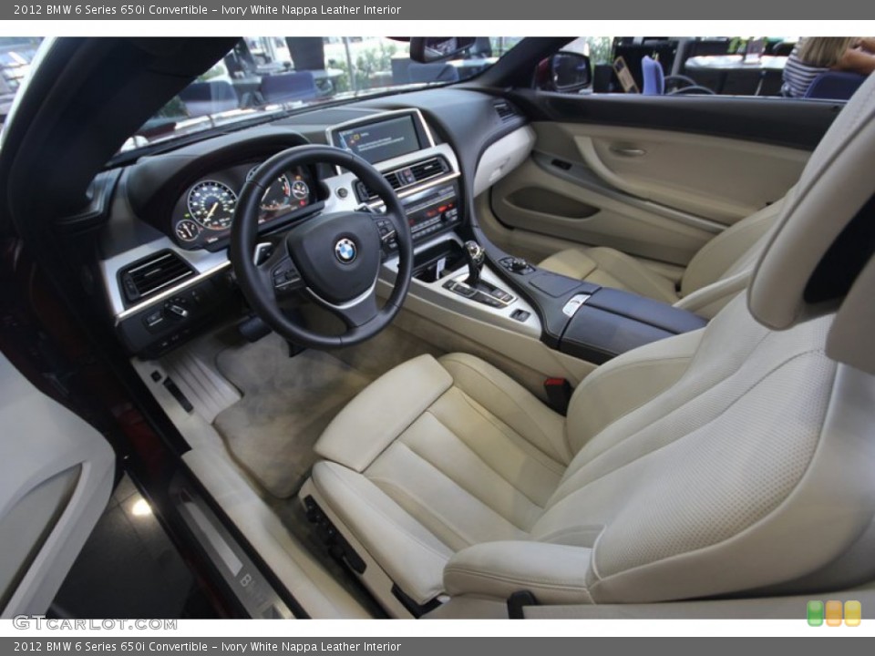 Ivory White Nappa Leather Interior Prime Interior for the 2012 BMW 6 Series 650i Convertible #69181054