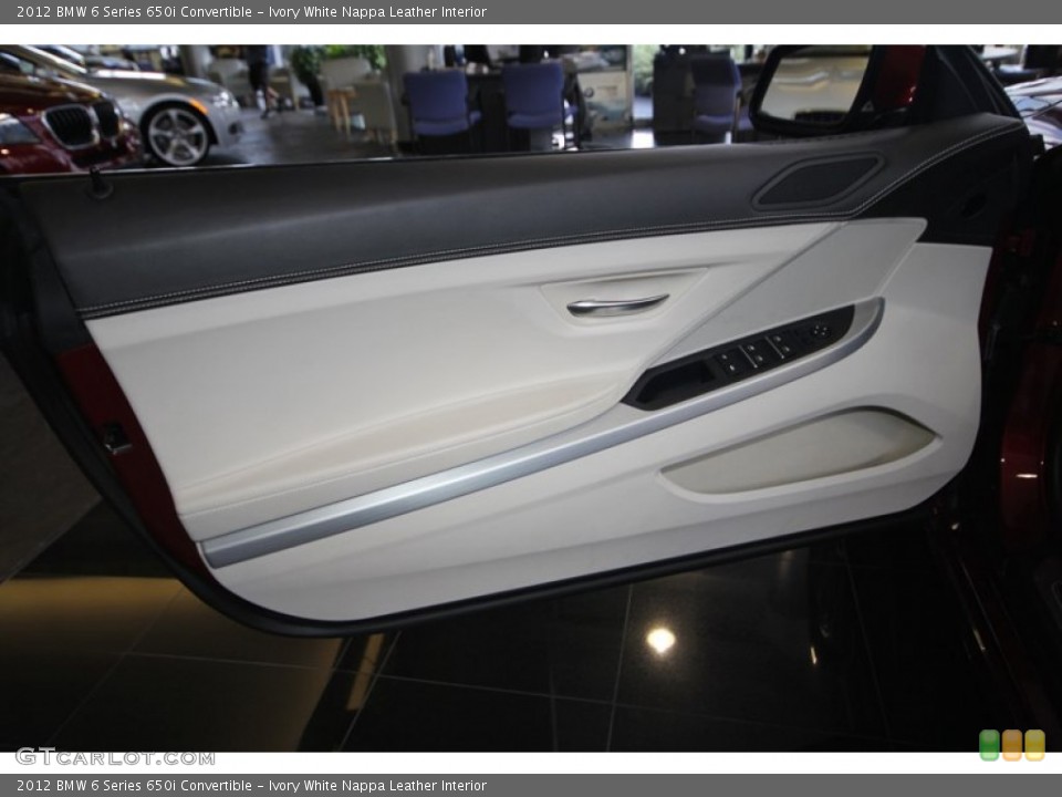 Ivory White Nappa Leather Interior Door Panel for the 2012 BMW 6 Series 650i Convertible #69181072