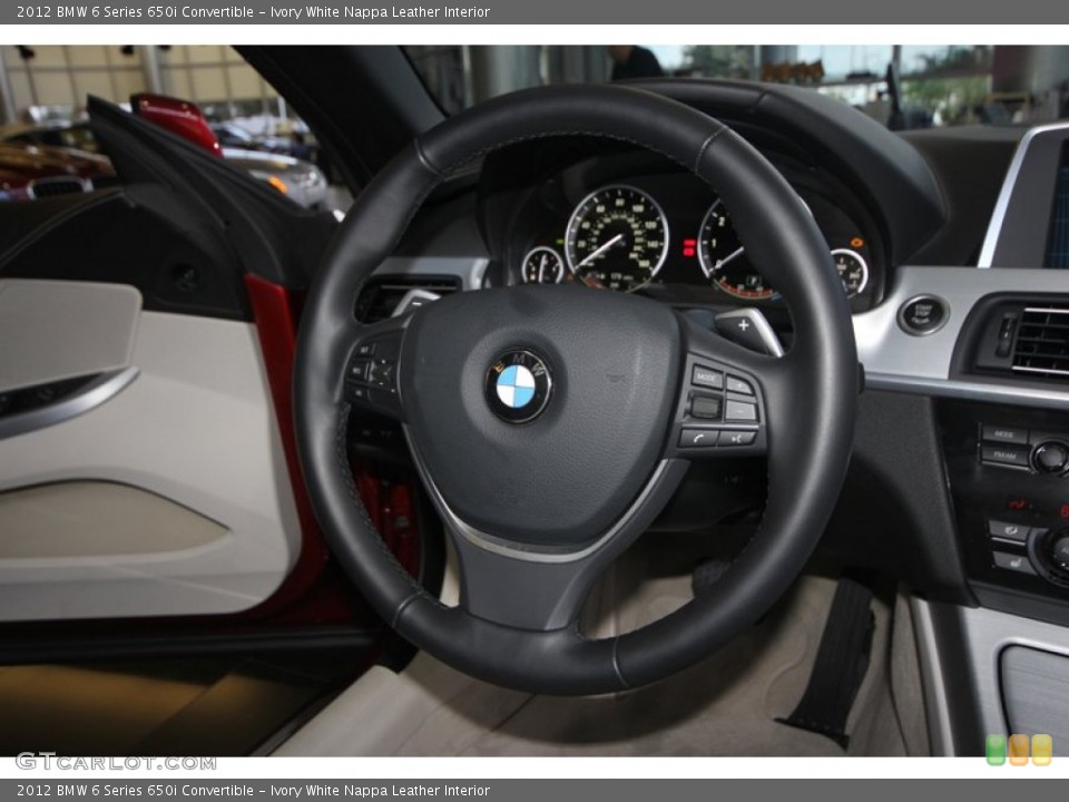 Ivory White Nappa Leather Interior Steering Wheel for the 2012 BMW 6 Series 650i Convertible #69181183