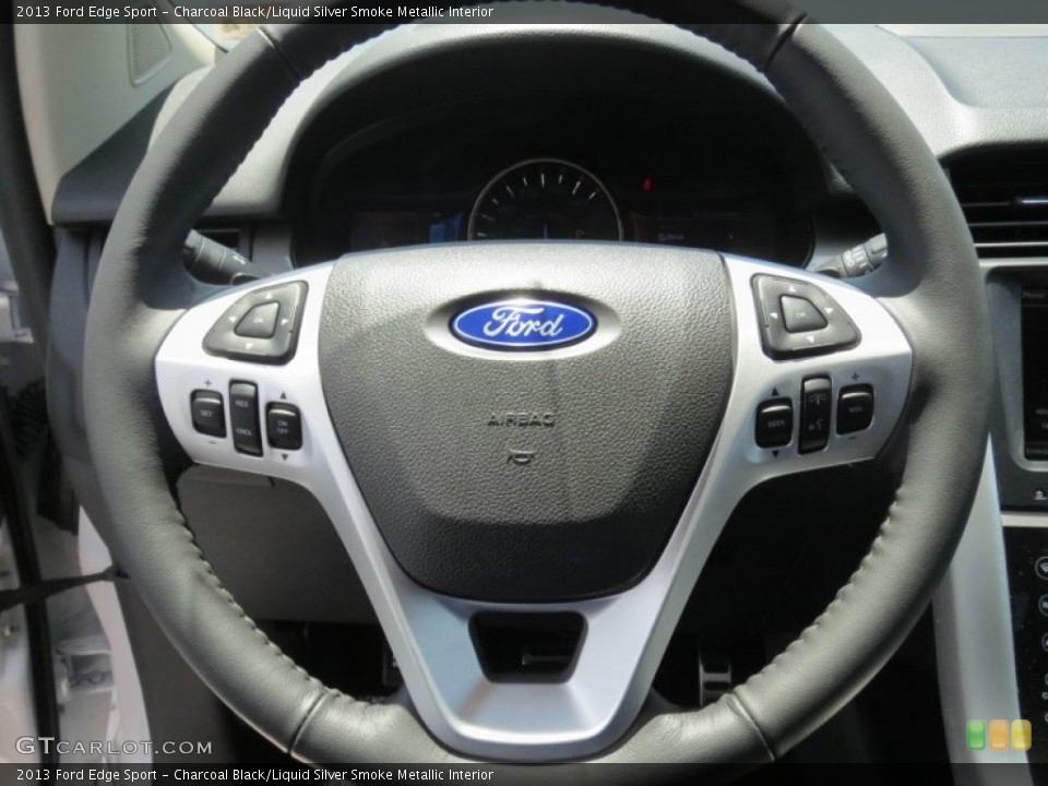 Charcoal Black/Liquid Silver Smoke Metallic Interior Steering Wheel for the 2013 Ford Edge Sport #69204307