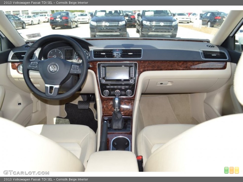 Cornsilk Beige Interior Dashboard for the 2013 Volkswagen Passat TDI SEL #69235647