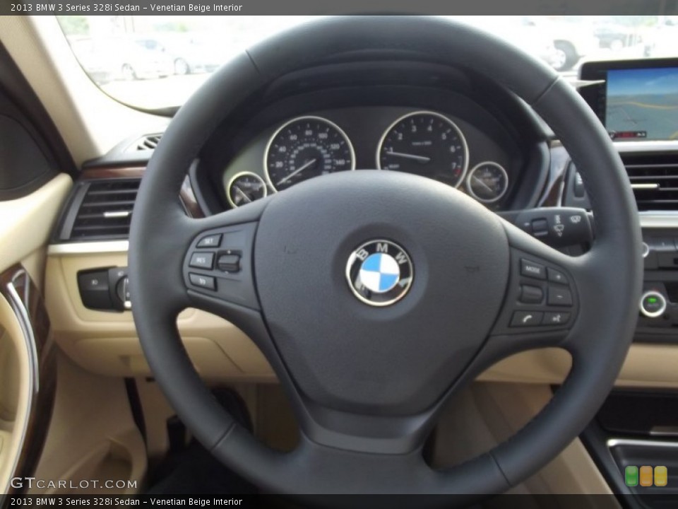 Venetian Beige Interior Steering Wheel for the 2013 BMW 3 Series 328i Sedan #69239205