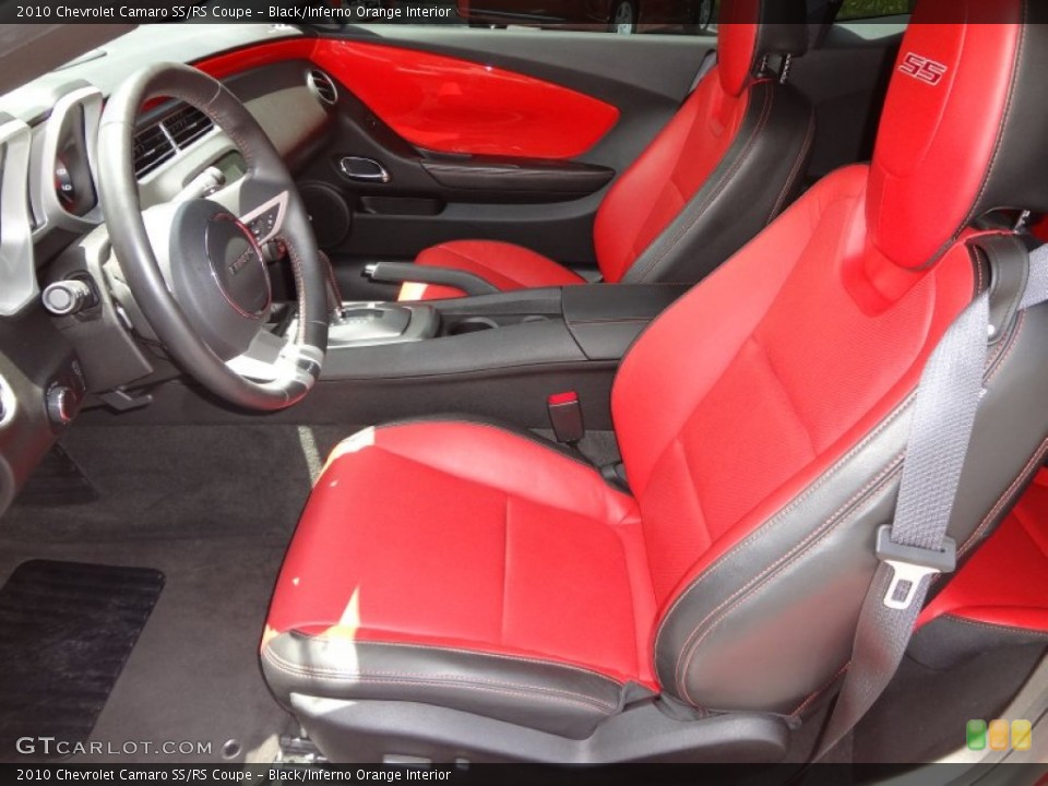 Black/Inferno Orange Interior Front Seat for the 2010 Chevrolet Camaro SS/RS Coupe #69263436