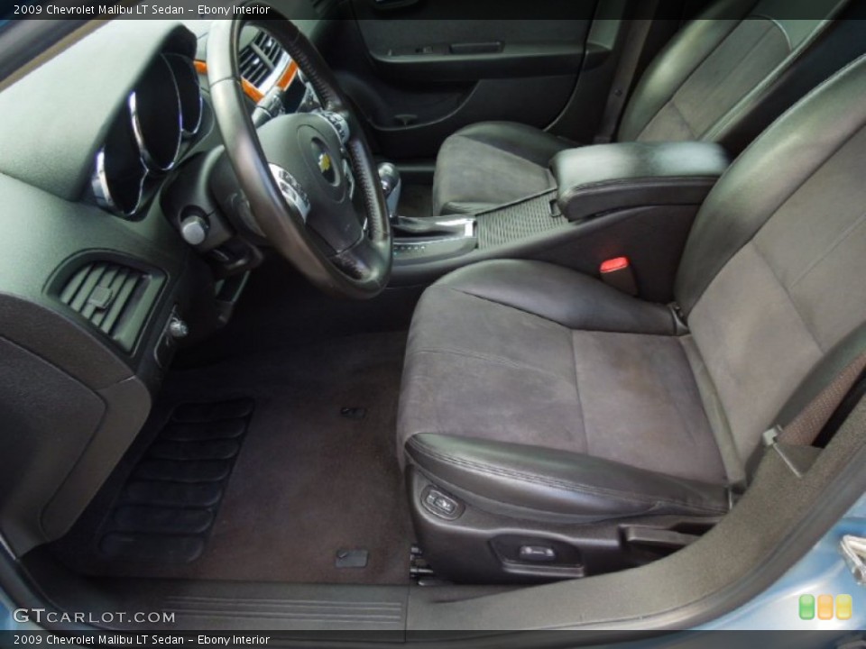 Ebony Interior Front Seat for the 2009 Chevrolet Malibu LT Sedan #69278727