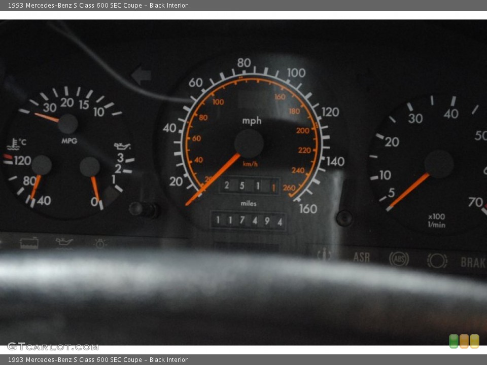 Black Interior Gauges for the 1993 Mercedes-Benz S Class 600 SEC Coupe #69286110